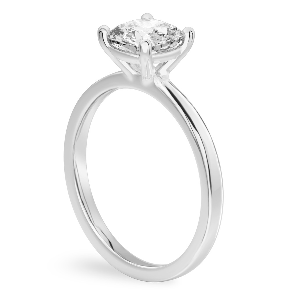 cushion cut diamond basket setting engagement ring platinum angle