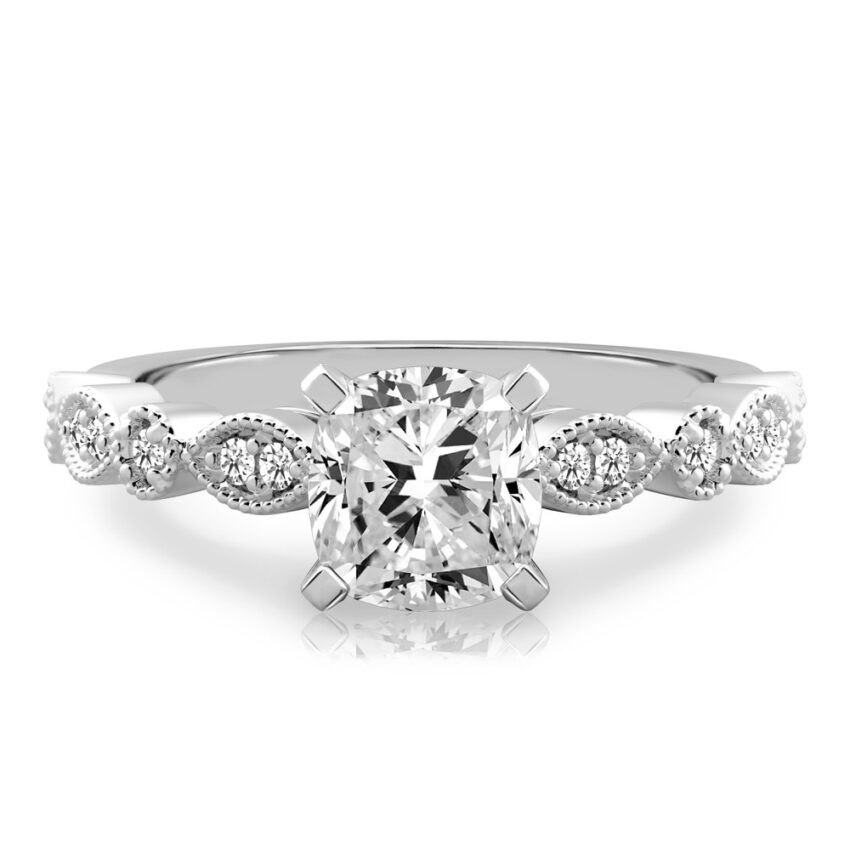 cushion cut diamond pandora engagement ring palladium