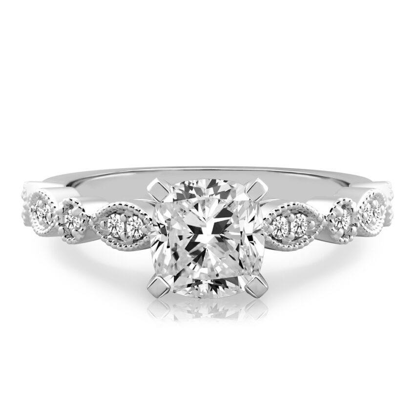 cushion cut diamond pandora engagement ring platinum