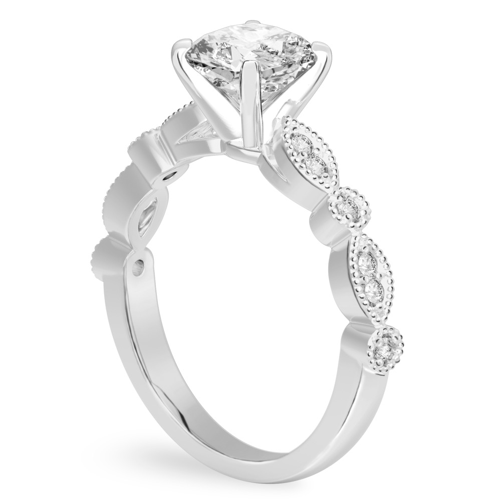 cushion cut diamond pandora engagement ring platinum angle