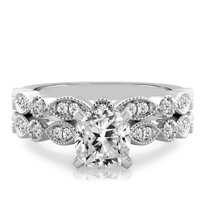cushion cut diamond pandora engagement ring set palladium