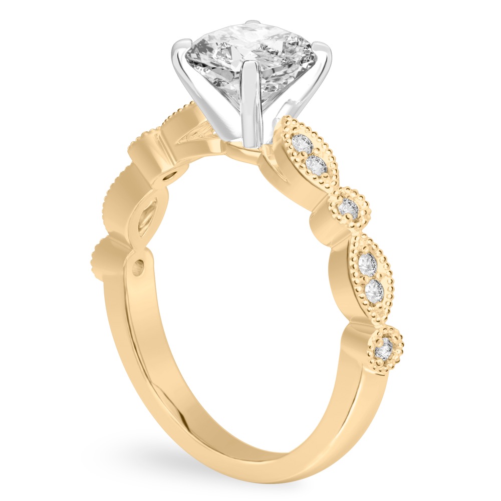 cushion cut diamond pandora engagement ring yellow gold angle