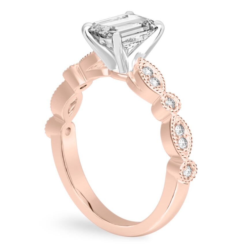emerald cut diamond pandora engagement ring rose gold angle