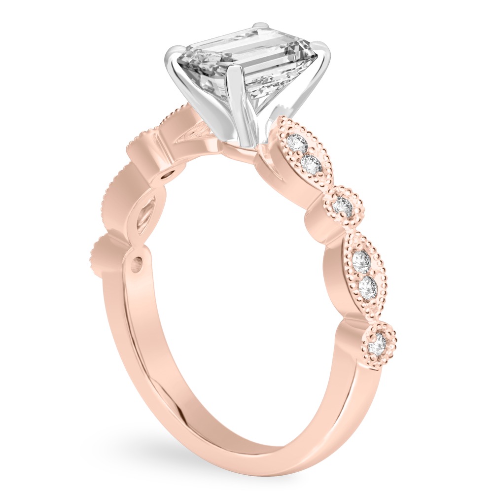 emerald cut diamond pandora engagement ring rose gold angle