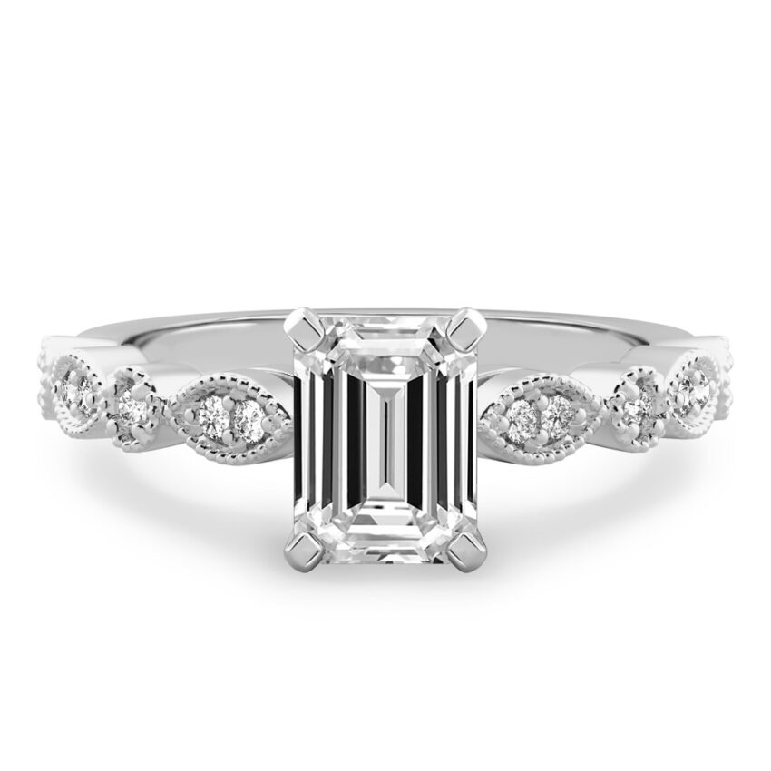 emerald cut diamond pandora engagement ring white gold