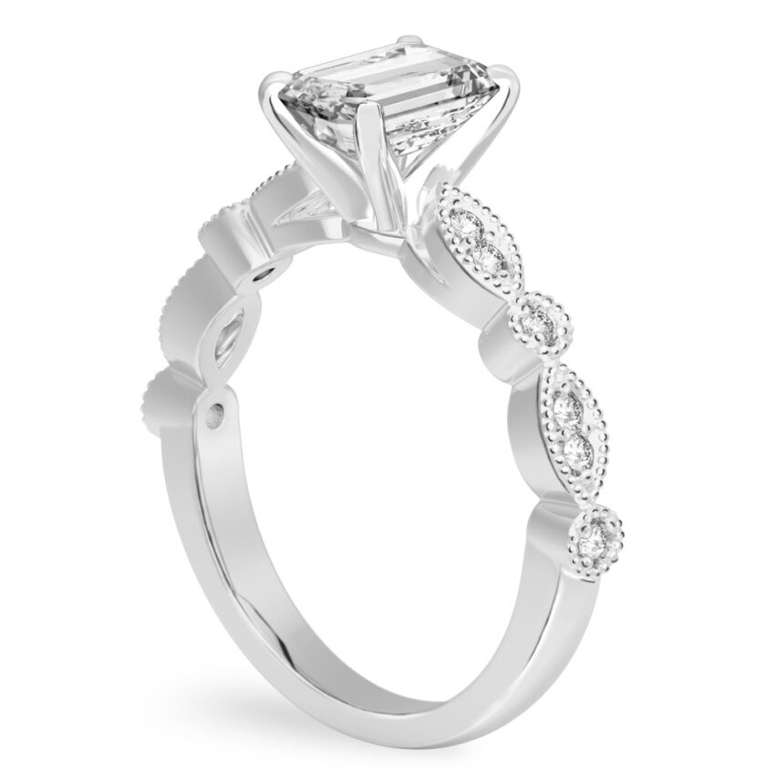 emerald cut diamond pandora engagement ring white gold angle