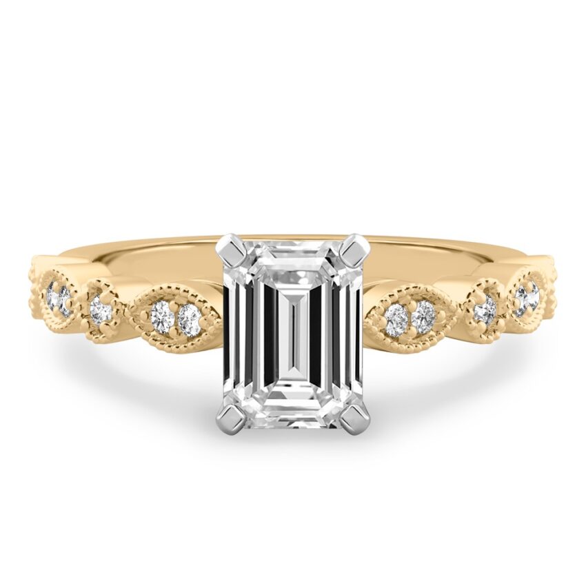 emerald cut diamond pandora engagement ring yellow gold