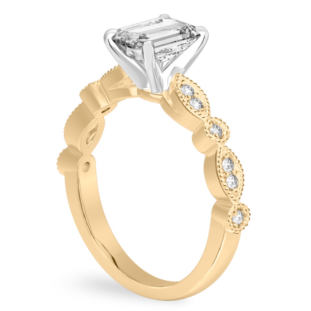 emerald cut diamond pandora engagement ring yellow gold angle