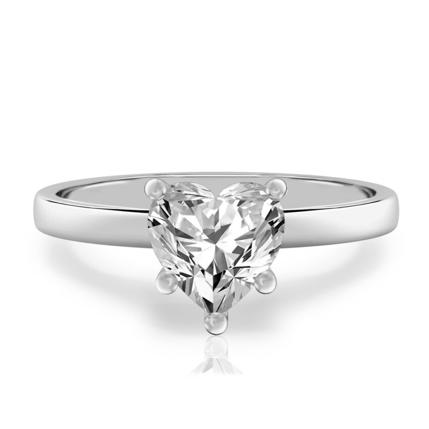 heart shape diamond basket setting engagement ring palladium