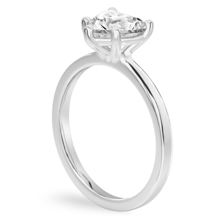 heart shape diamond basket setting engagement ring palladium angle