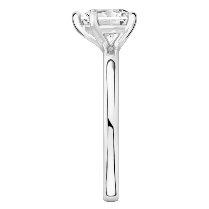 heart shape diamond basket setting engagement ring palladium side