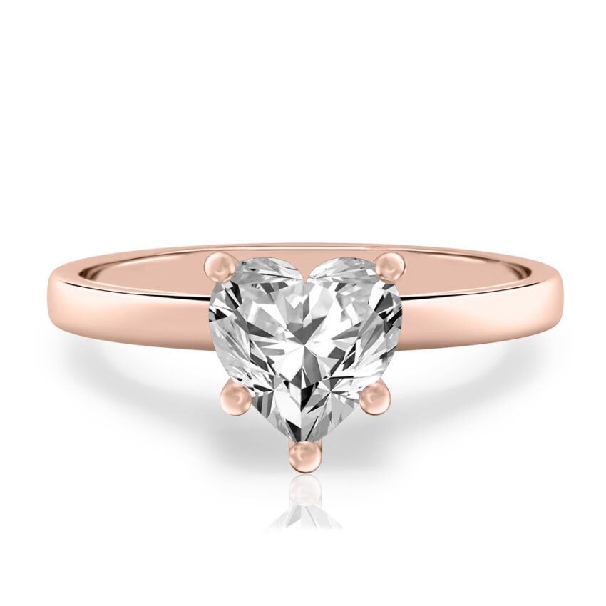 heart shape diamond basket setting engagement ring rose gold