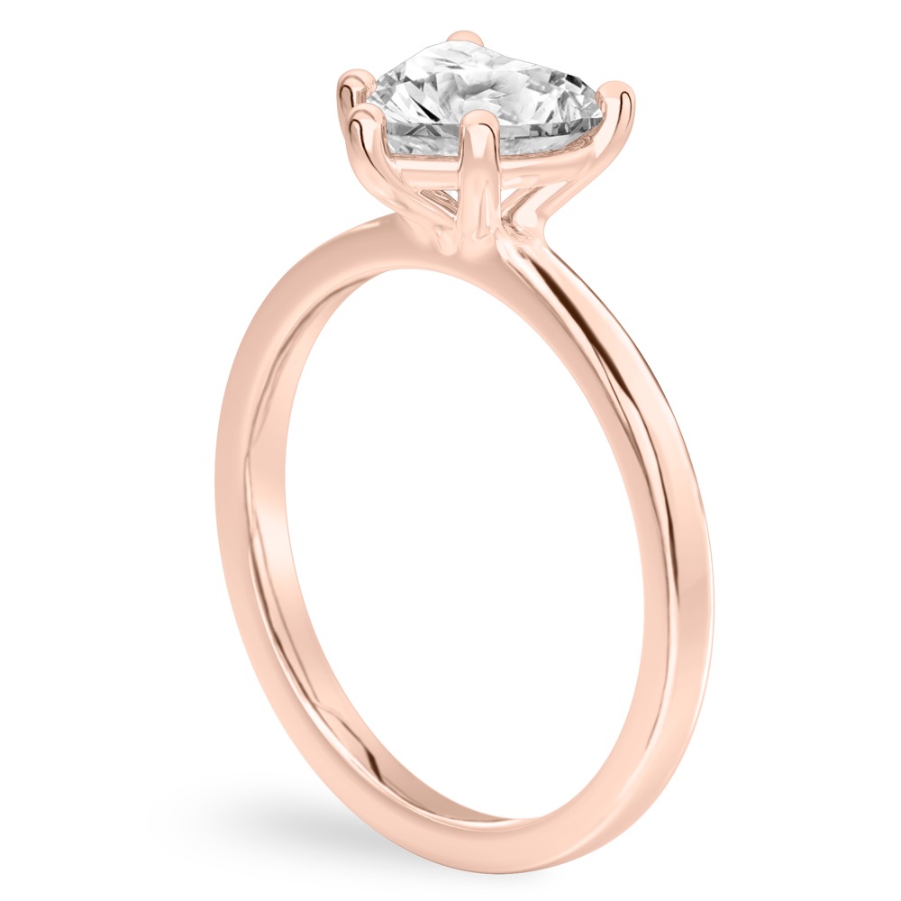 heart shape diamond basket setting engagement ring rose gold angle