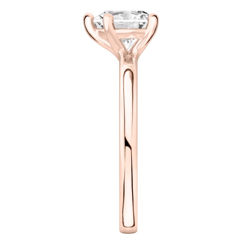 heart shape diamond basket setting engagement ring rose gold side