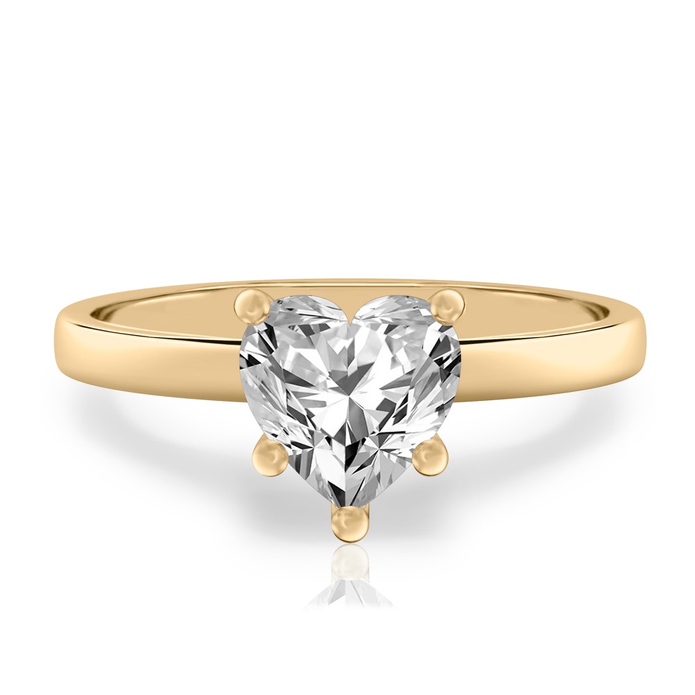 heart shape diamond basket setting engagement ring yellow gold