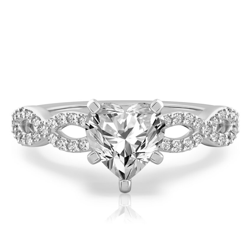 heart shape diamond infinity engagement ring palladium