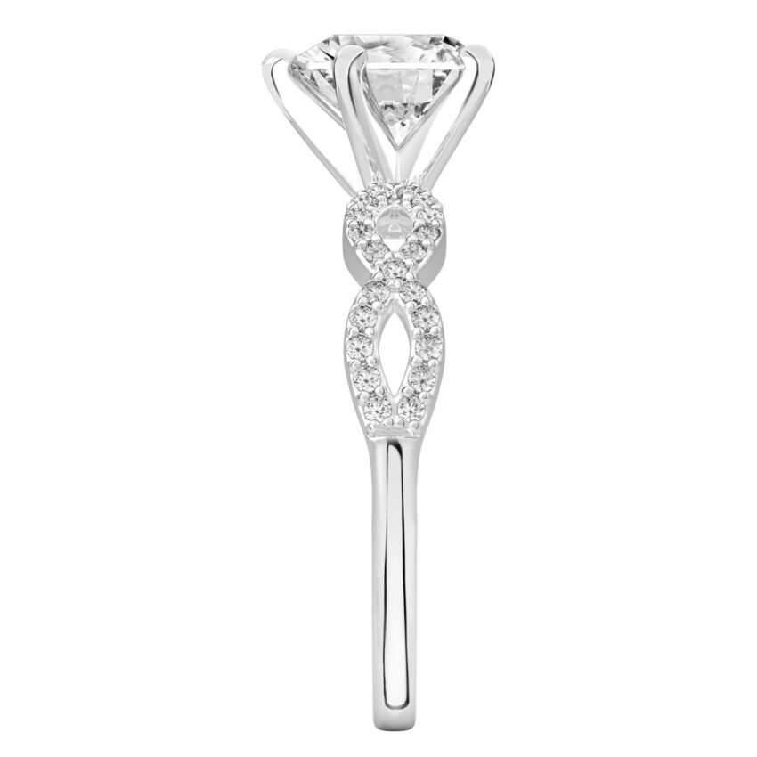 heart shape diamond infinity engagement ring palladium side