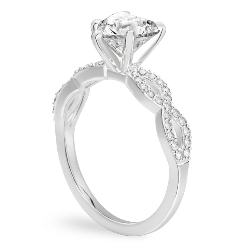 heart shape diamond infinity engagement ring platinum angle