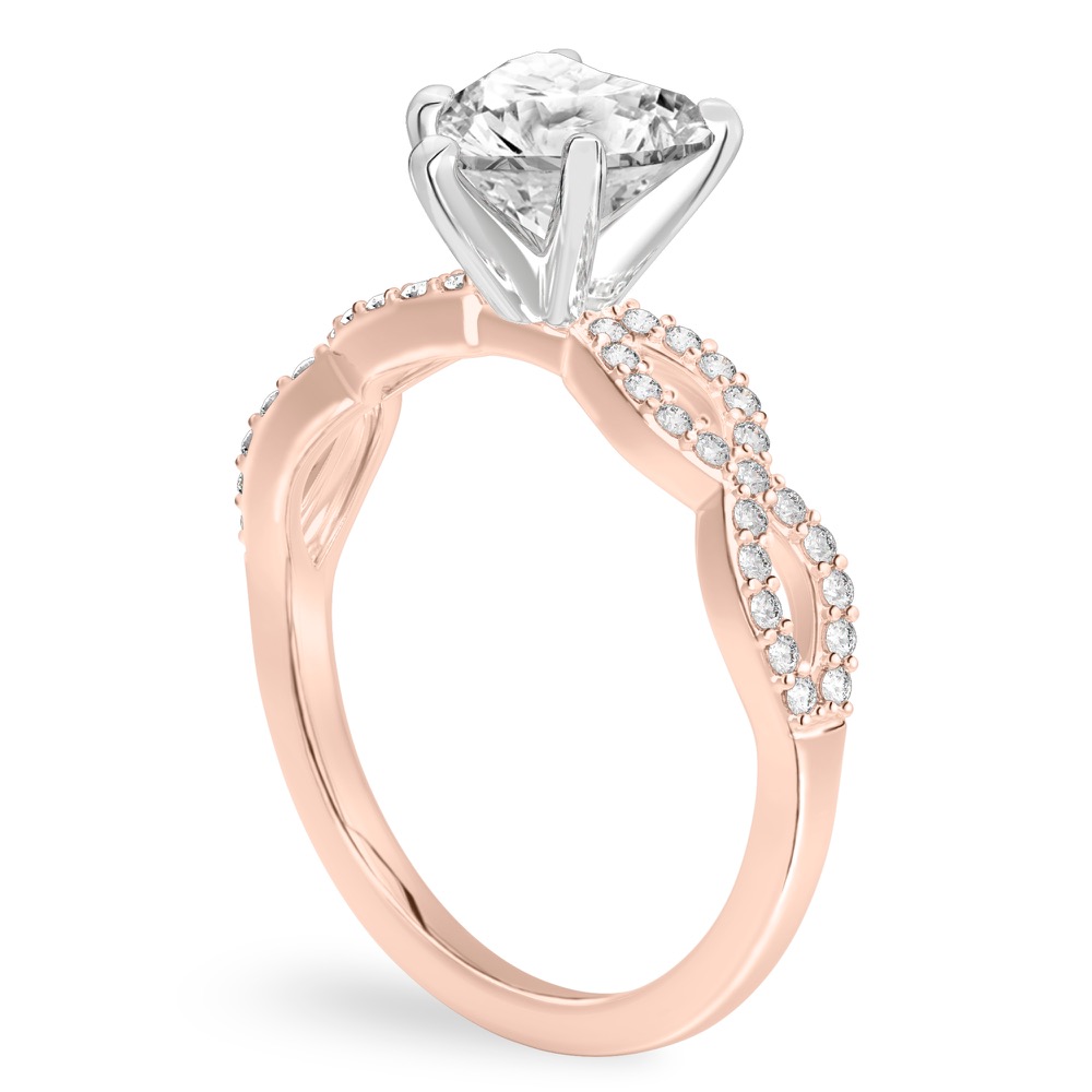 heart shape diamond infinity engagement ring rose gold angle