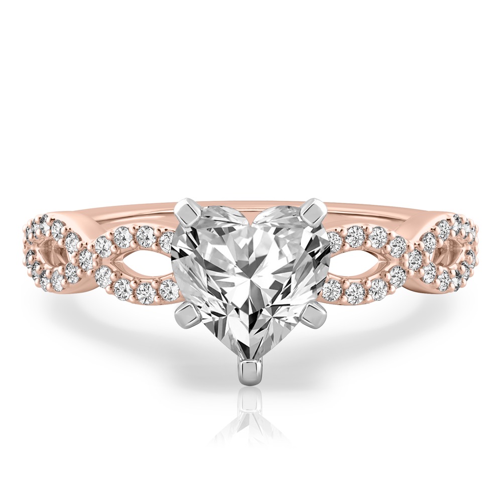 heart shape diamond infinity engagement ring rose gold