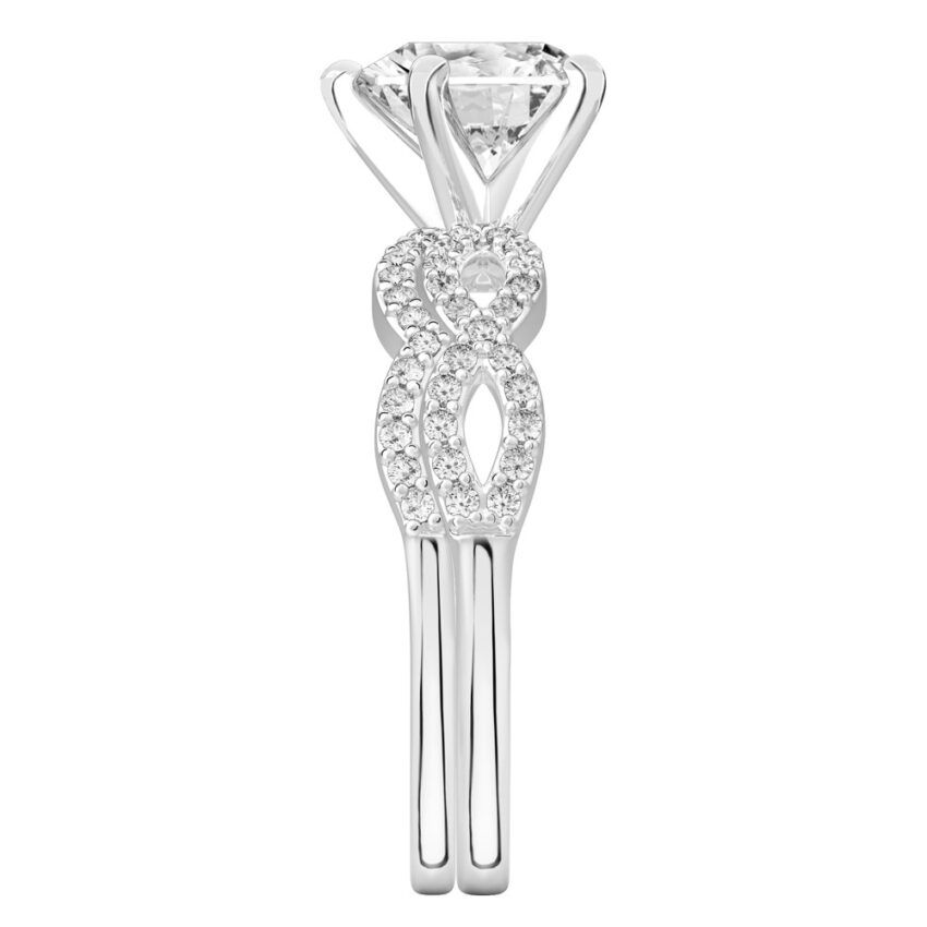 heart shape diamond infinity engagement ring set platinum side