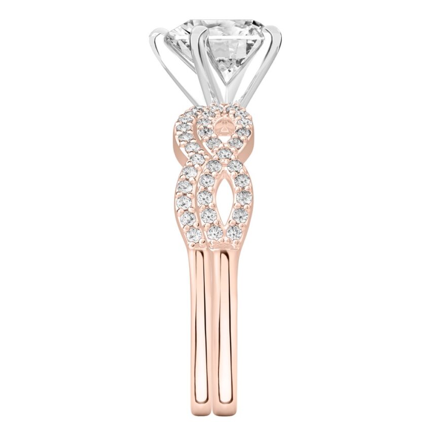 heart shape diamond infinity engagement ring set rose gold Side