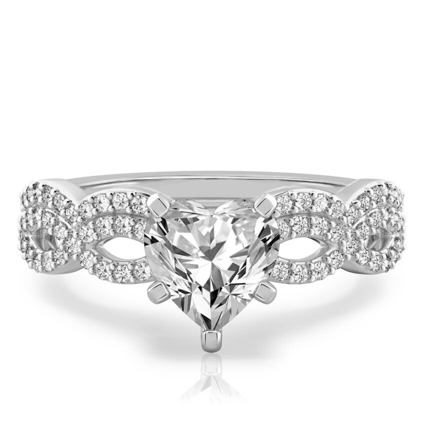 heart shape diamond infinity engagement ring set white gold