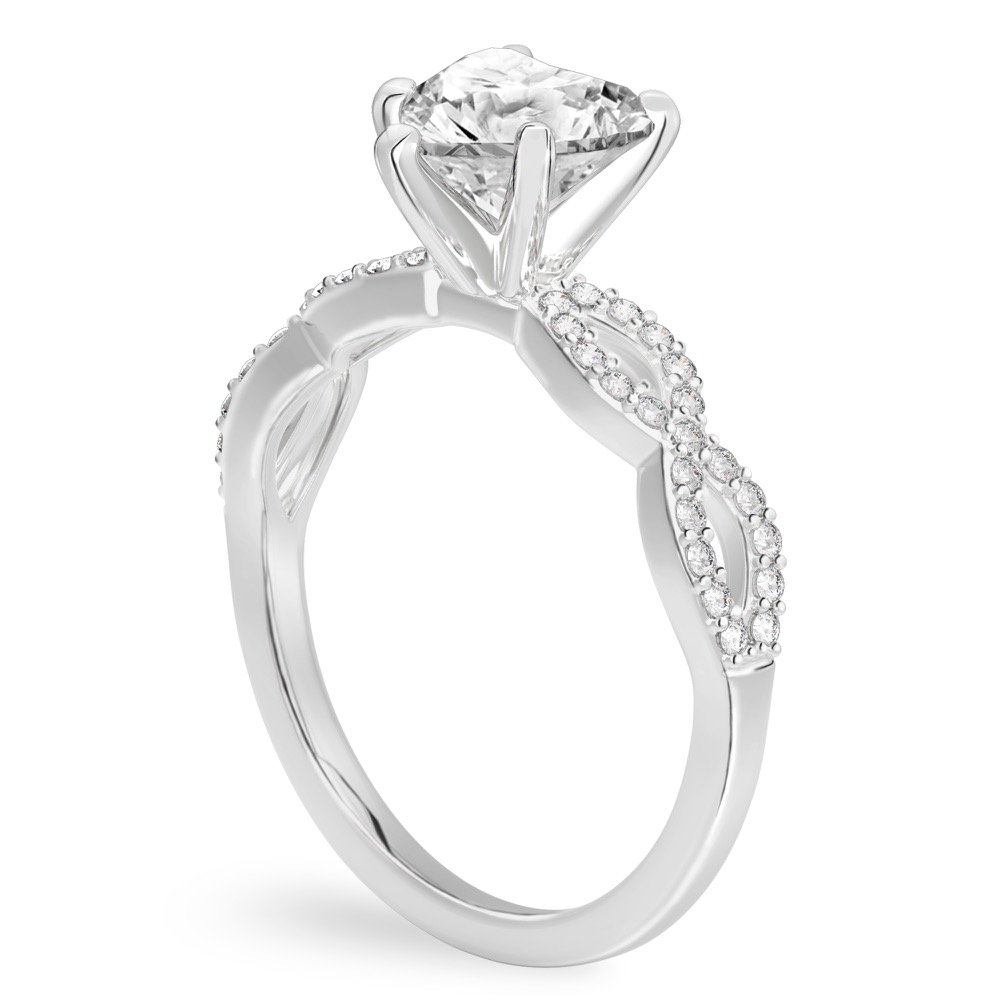 heart shape diamond infinity engagement ring white gold angle