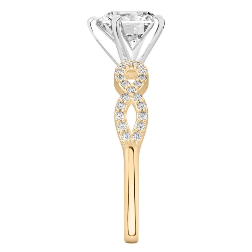 heart shape diamond infinity engagement ring yellow gold Side