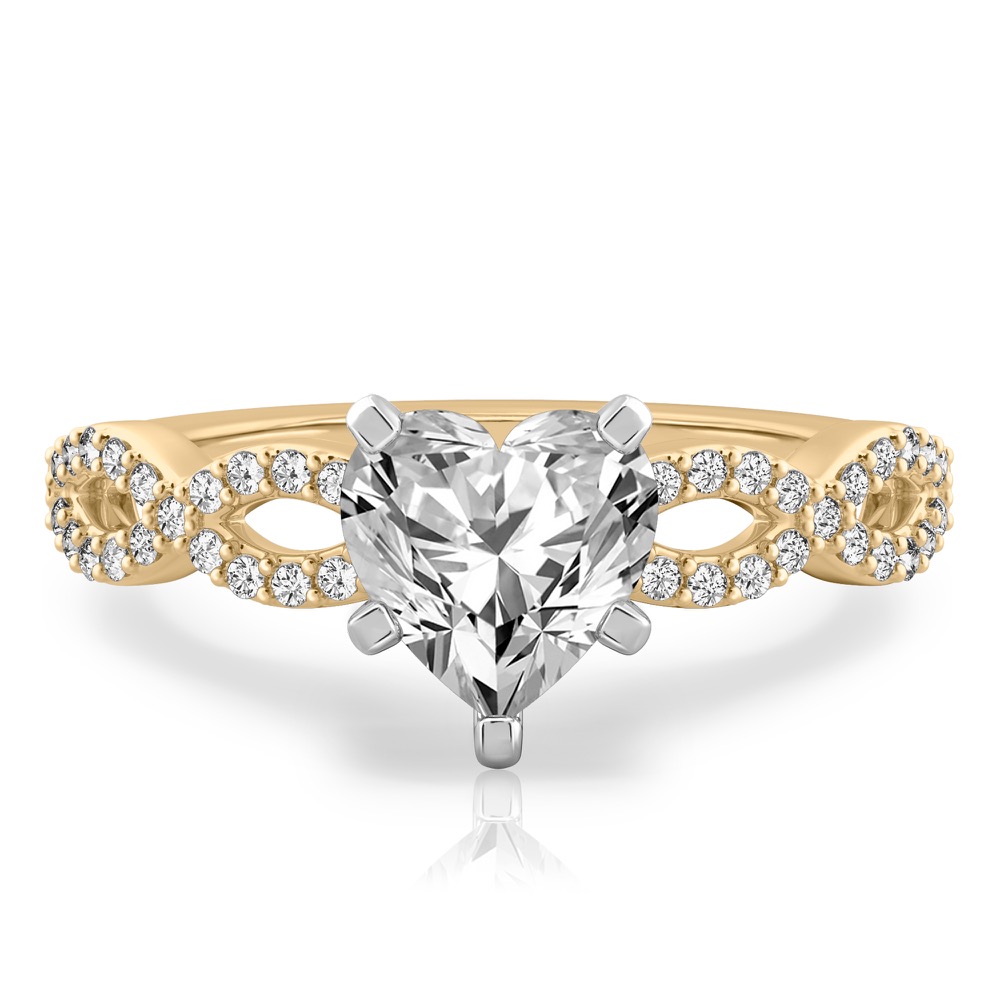 heart shape diamond infinity engagement ring yellow gold