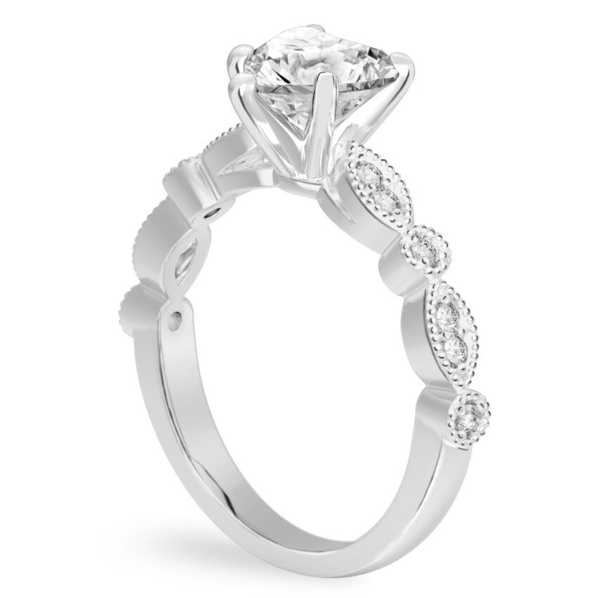 heart shape diamond pandora engagement ring platinum angle