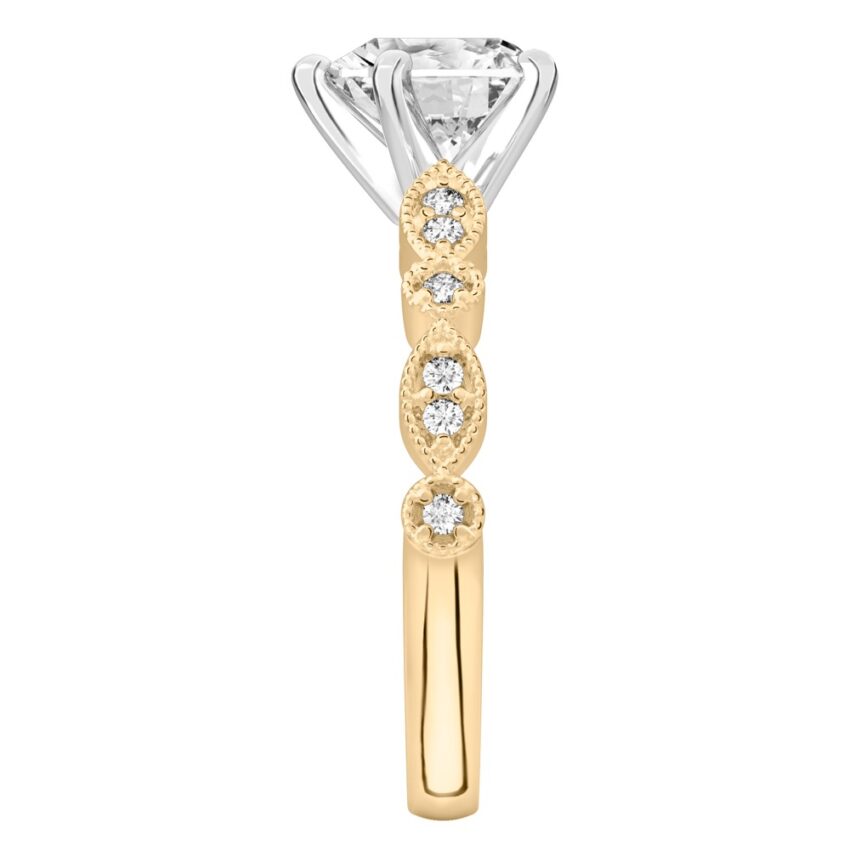 heart shape diamond pandora engagement ring yellow gold side