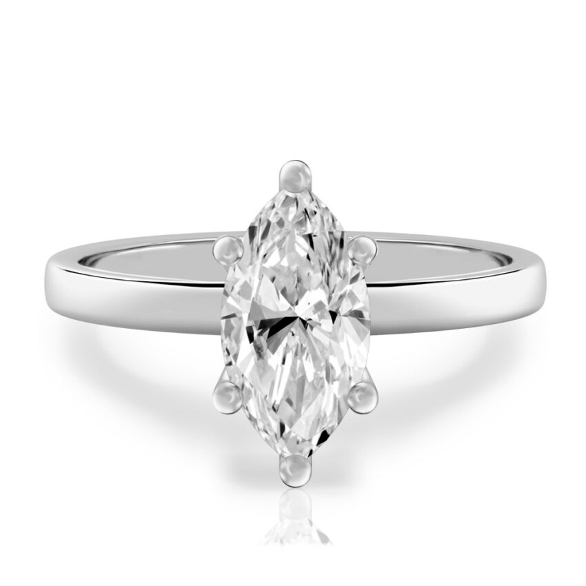 marquise cut diamond basket setting engagement ring palladium
