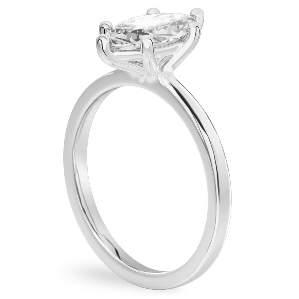 marquise cut diamond basket setting engagement ring platinum angle