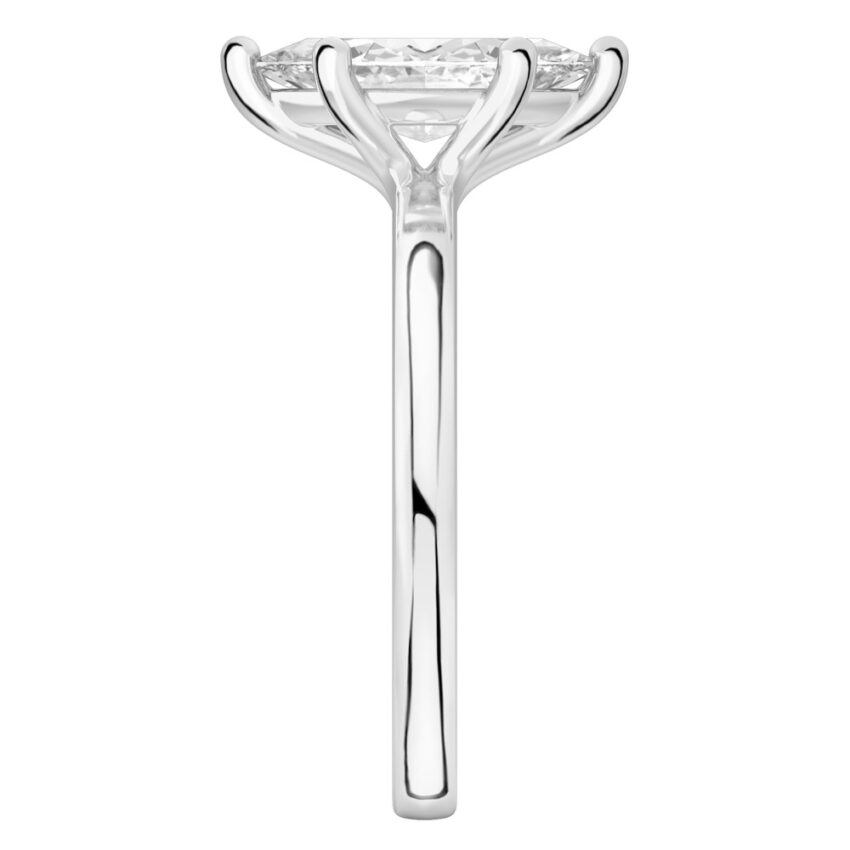 marquise cut diamond basket setting engagement ring platinum side