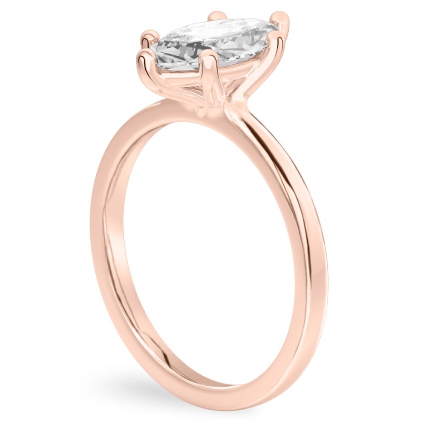 marquise cut diamond basket setting engagement ring rose gold angle