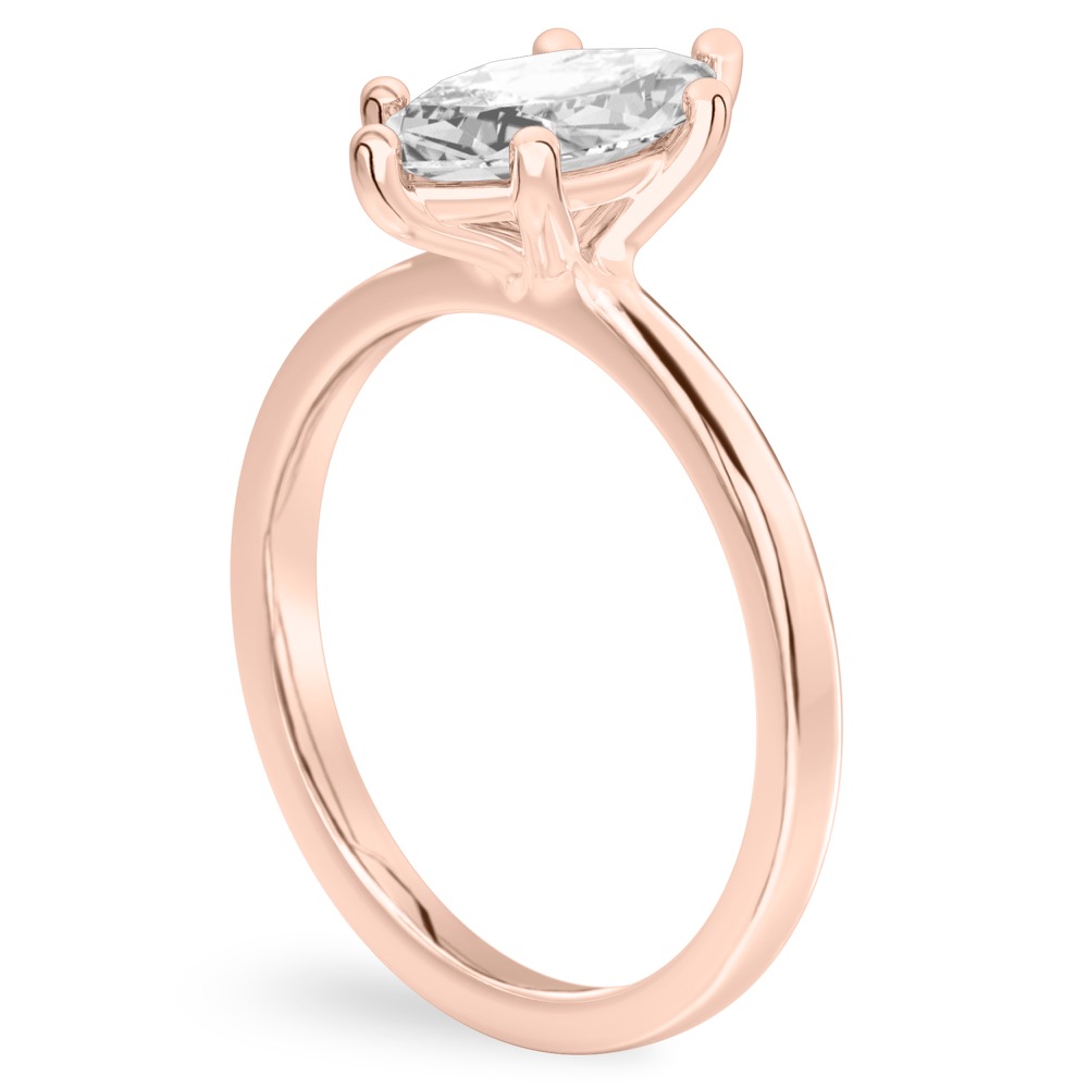 marquise cut diamond basket setting engagement ring rose gold angle