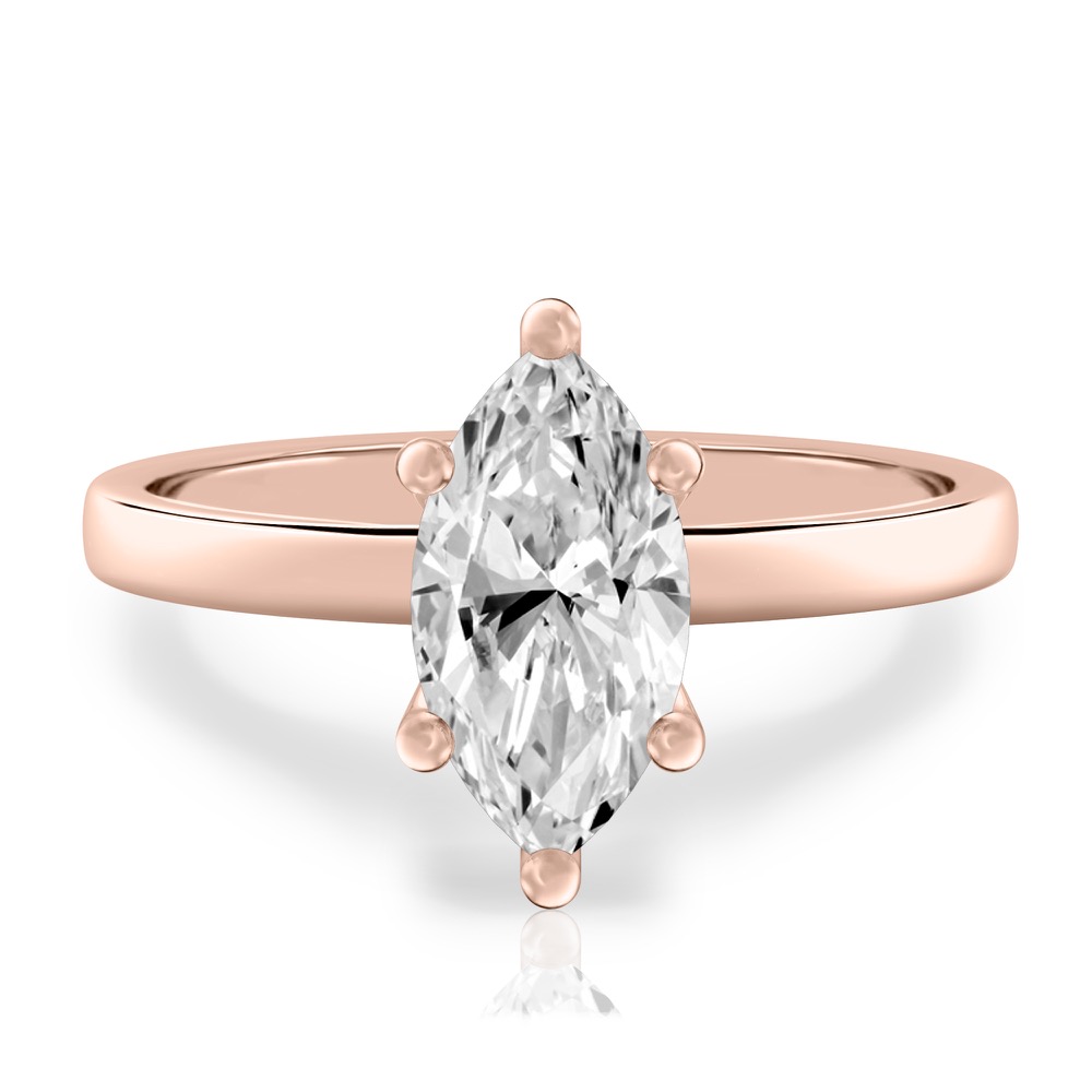 marquise cut diamond basket setting engagement ring rose gold