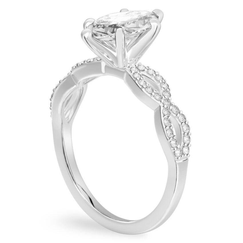 marquise cut diamond infinity engagement ring palladium angle