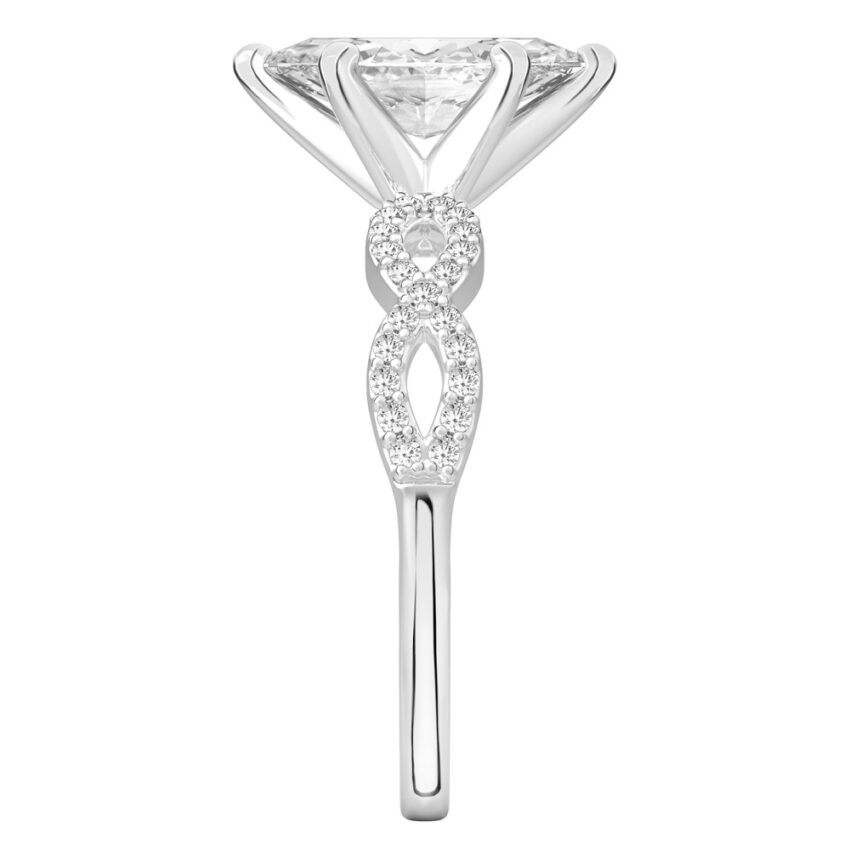 marquise cut diamond infinity engagement ring platinum side