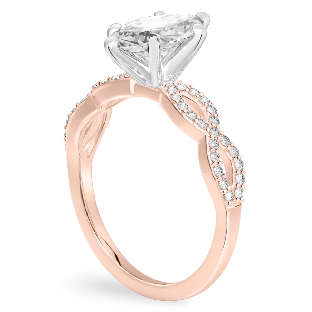 marquise cut diamond infinity engagement ring rose gold angle