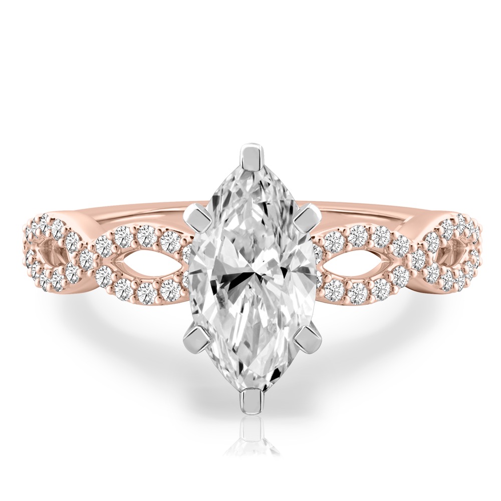 marquise cut diamond infinity engagement ring rose gold