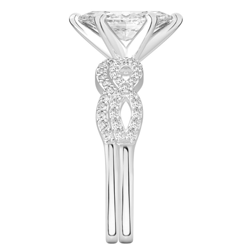 marquise cut diamond infinity engagement ring set platinum side