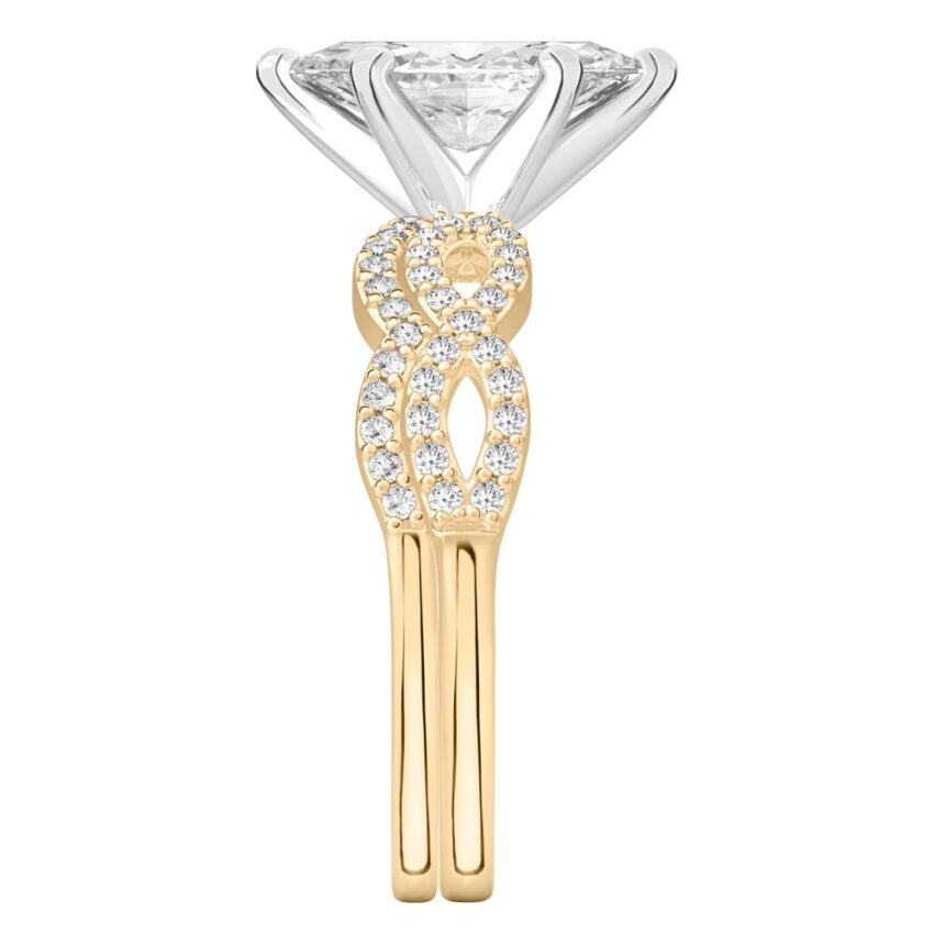 marquise cut diamond infinity engagement ring set yellow gold Side