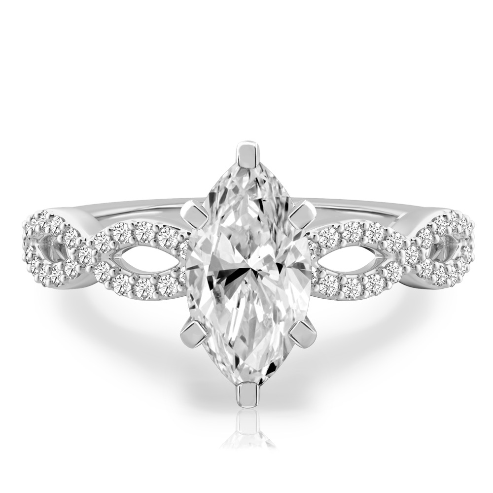 marquise cut diamond infinity engagement ring white gold