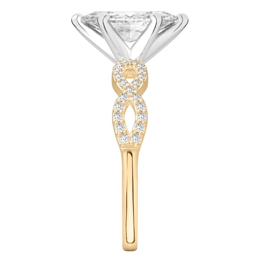 marquise cut diamond infinity engagement ring yellow gold Side