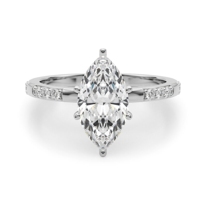 marquise cut diamond modern pave engagement ring palladium