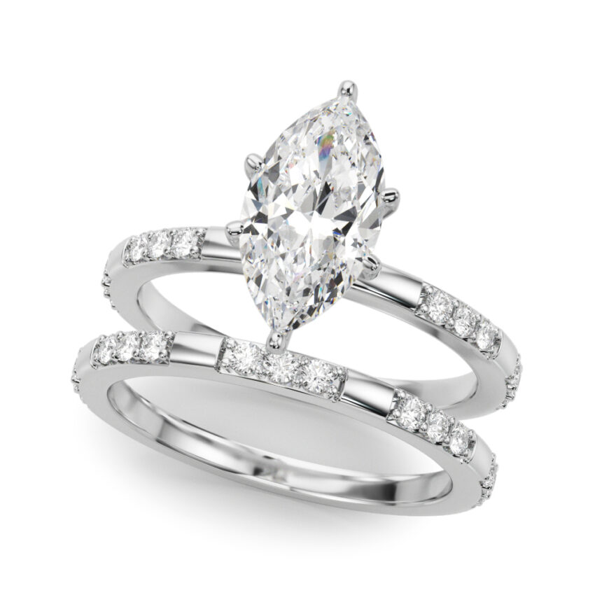 marquise cut diamond modern pave engagement ring set white gold