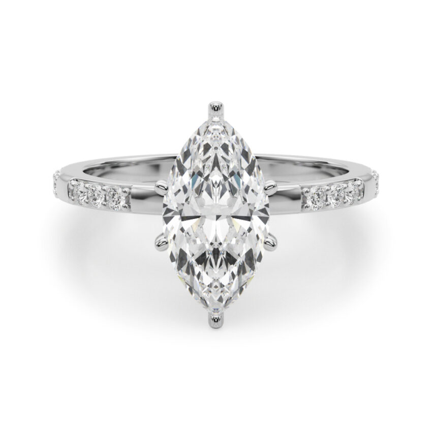 marquise cut diamond modern pave engagement ring white gold