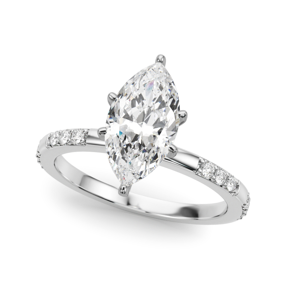 marquise cut diamond modern pave engagement ring white gold angle